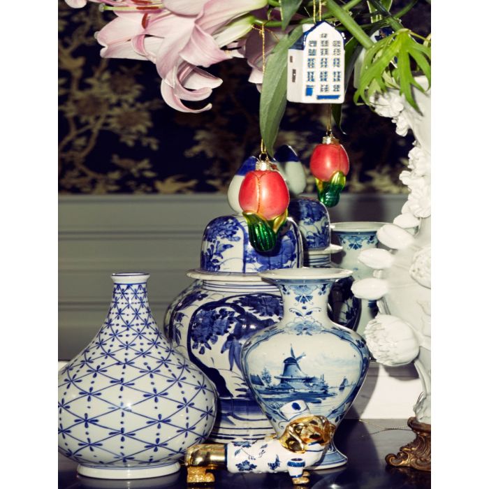 Vondels Kersthanger Delfts blauw teckel