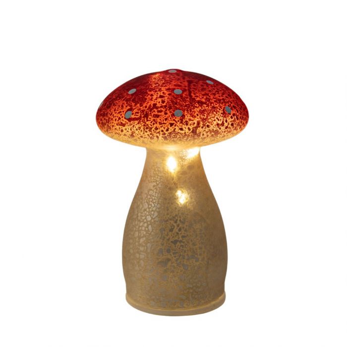 Paddenstoel verlicht glas wit met rode stippen 15 cm main product photo