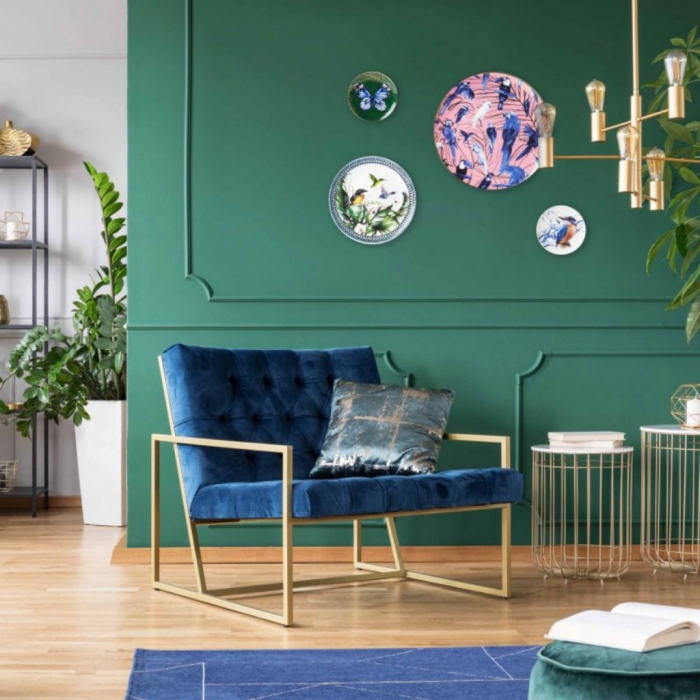 Heinen Delfts Blauw Bord Vlinder