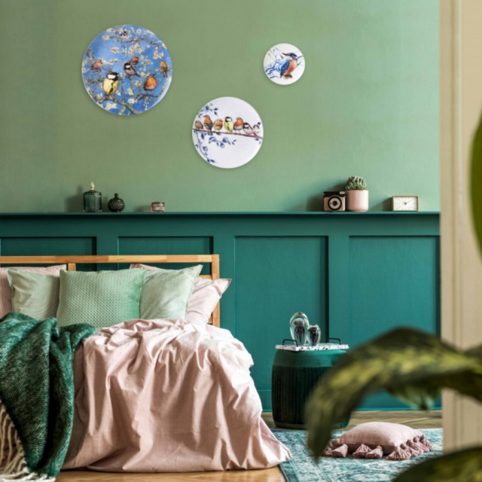 Heinen Delfts Blauw Bord Bosvogels