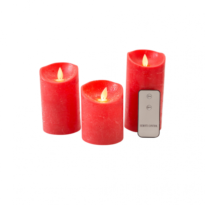 Kaars Rood Wax Rustiek (3 stuks) main product photo