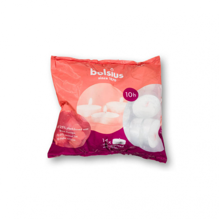 Bolsius waxinelichten 14 stuks Wit main product photo