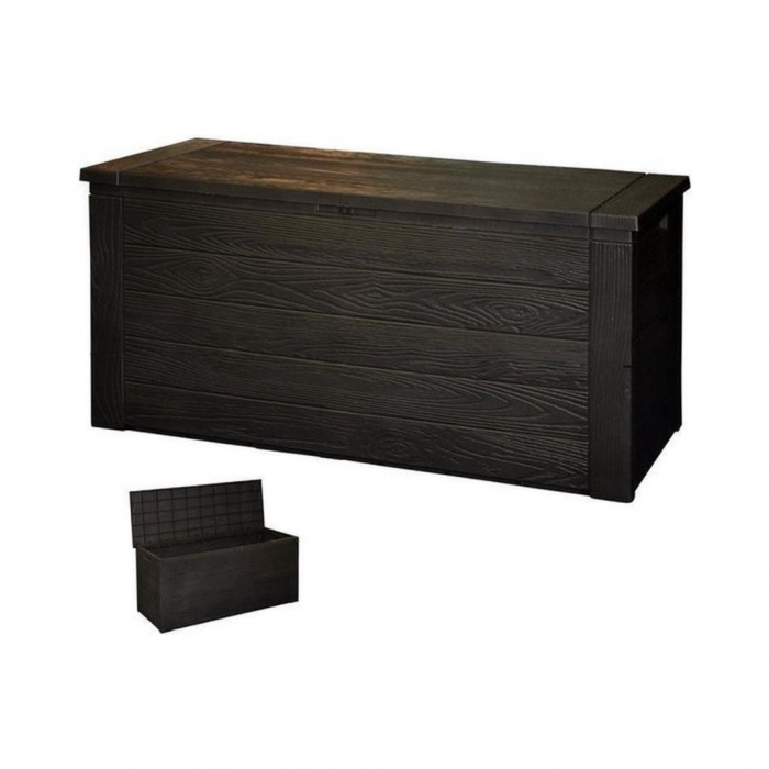 Kussenbox Opbergkist Houtlook 300L Zwart main product photo