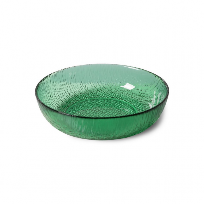 HKliving The Emeralds Glass Salad Bowl, Green