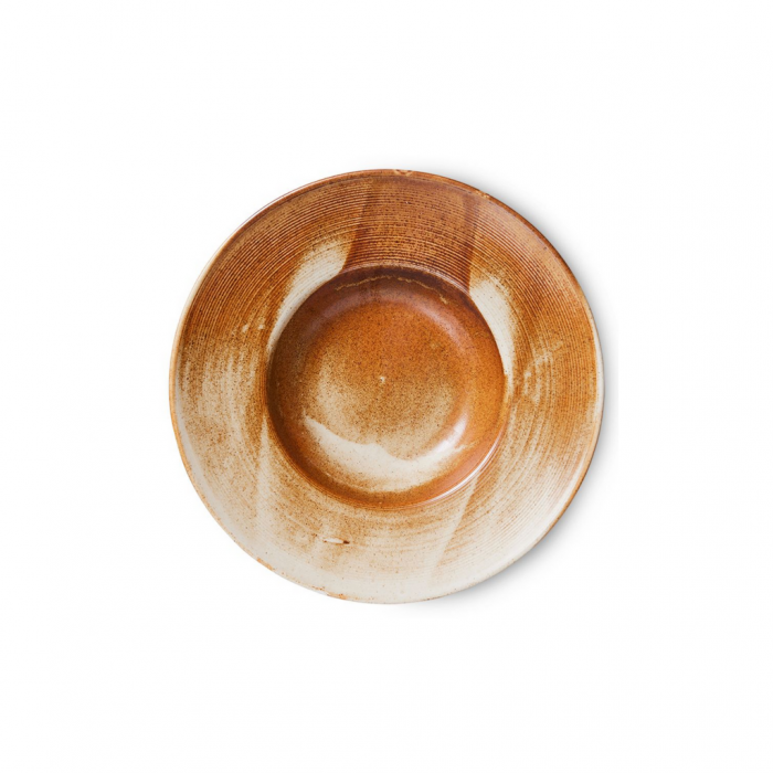 HKliving Chef Ceramics Pasta Plate, Rustic Cream/Brown