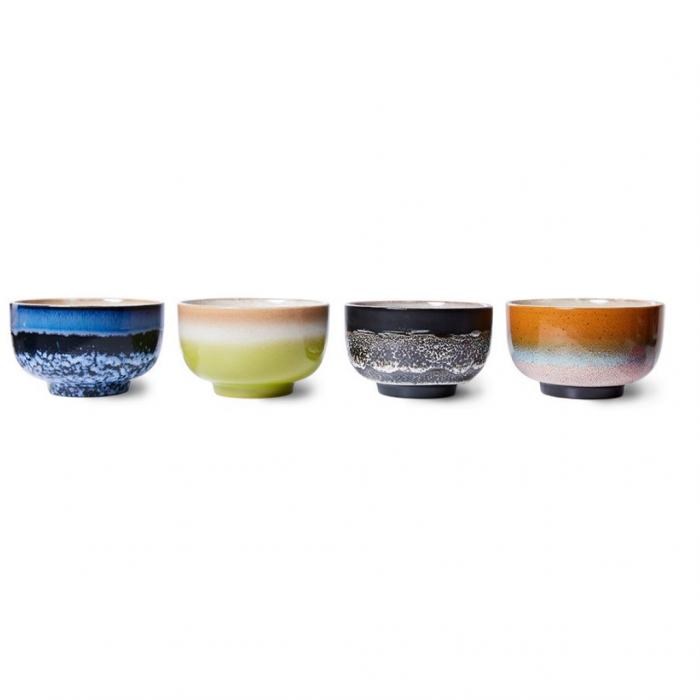 HKliving 70S Ceramics Noodle Bowls, Groovy 4 stuks