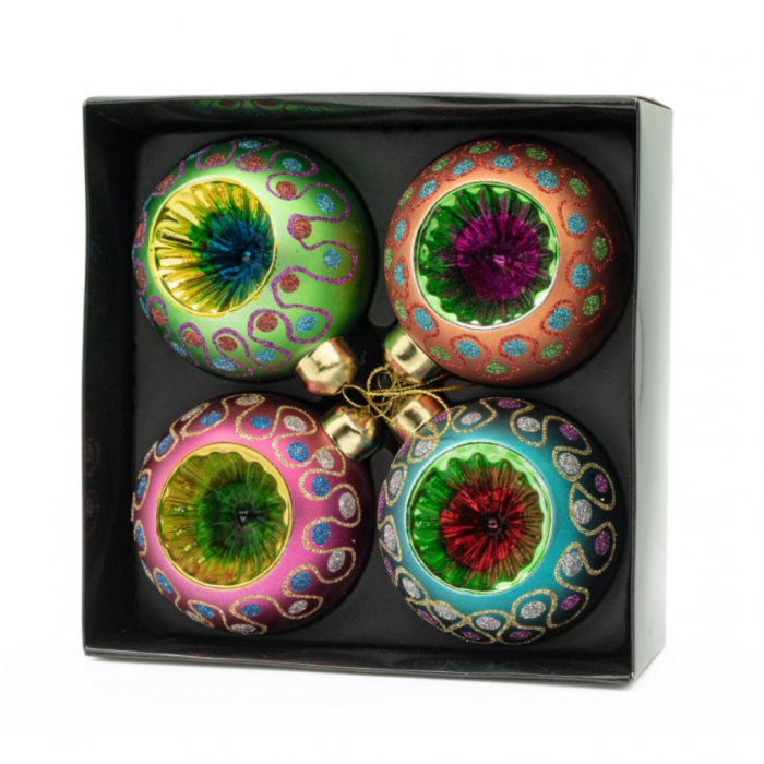 Kerstbal ornament extravaganza 8 cm 4 stuks main product photo