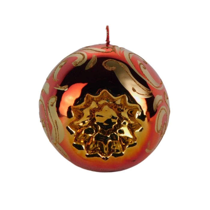 Kaars kerstbal metallic rood glitter 20 cm main product photo