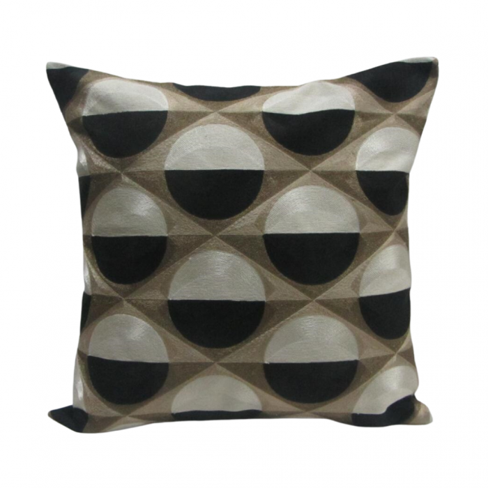Sierkussen rondjes half goud zwart 50 x 50 cm main product photo