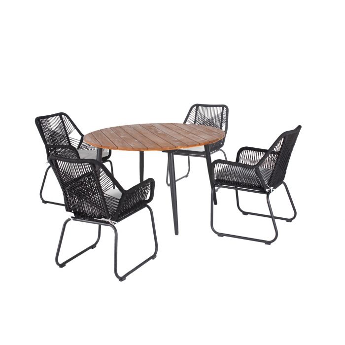 Ease Up Napoli ronde dining zwart set 4 personen main product photo