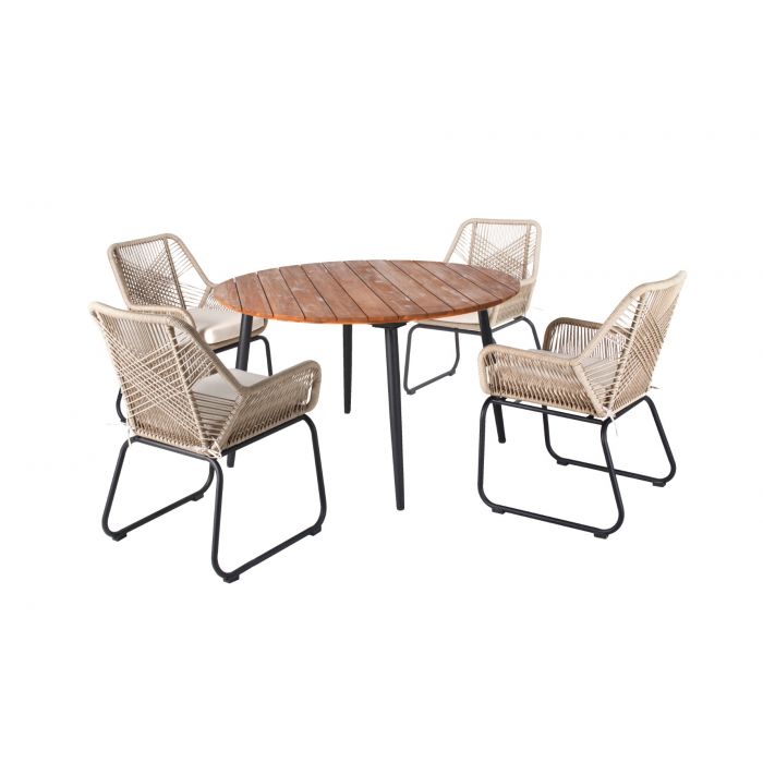 Ease Up Napoli ronde dining set beige 4 personen main product photo