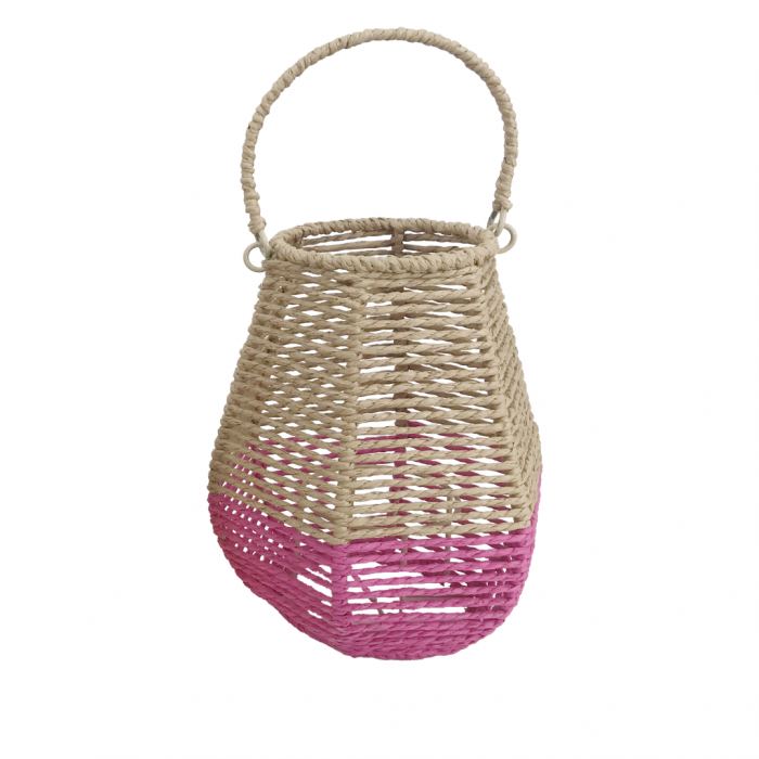 Lantaarn met glas roze 19 x 24 cm main product photo