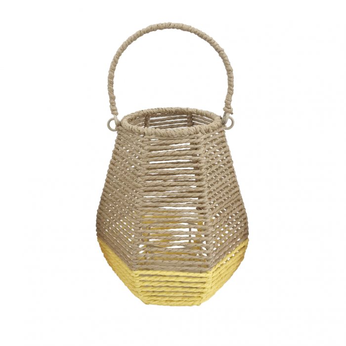 Lantaarn met glas geel 19 x 24 cm main product photo