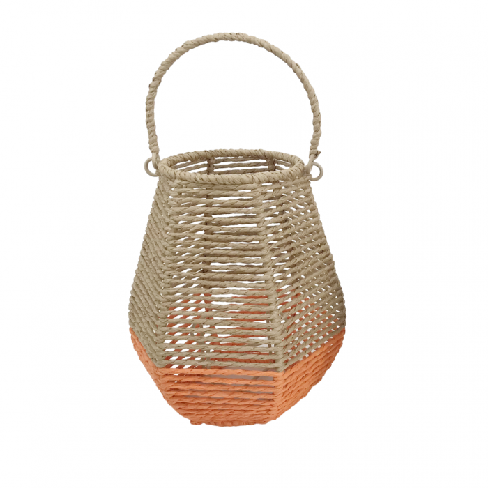 Lantaarn met glas oranje 19 x 24 cm main product photo