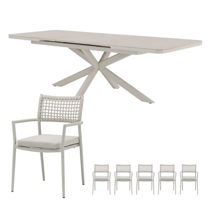 Royal Seasons Liv uitschuifbare dining set zand 8 personen main product photo