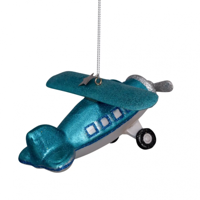 Vondels Kersthanger blauw vliegtuig
