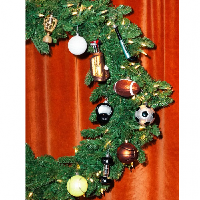 Vondels Kersthanger wit/zwarte glitter voetbal