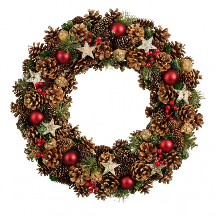 House of Seasons kerstkrans Josie dennenappels rood D 50 main product photo