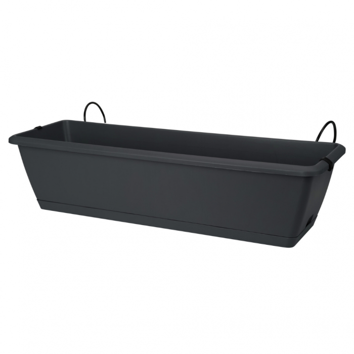 Balkonbak met haken antraciet 60 x 19 x 14 cm main product photo
