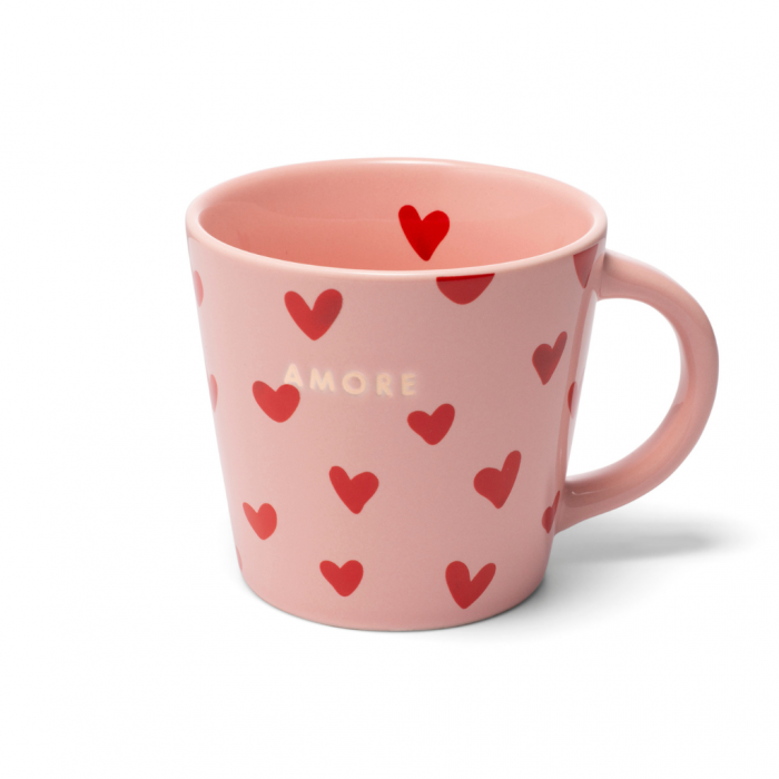 Vondels Ceramic Cappuccino Cup Hearts Amore pink 250ml main product photo