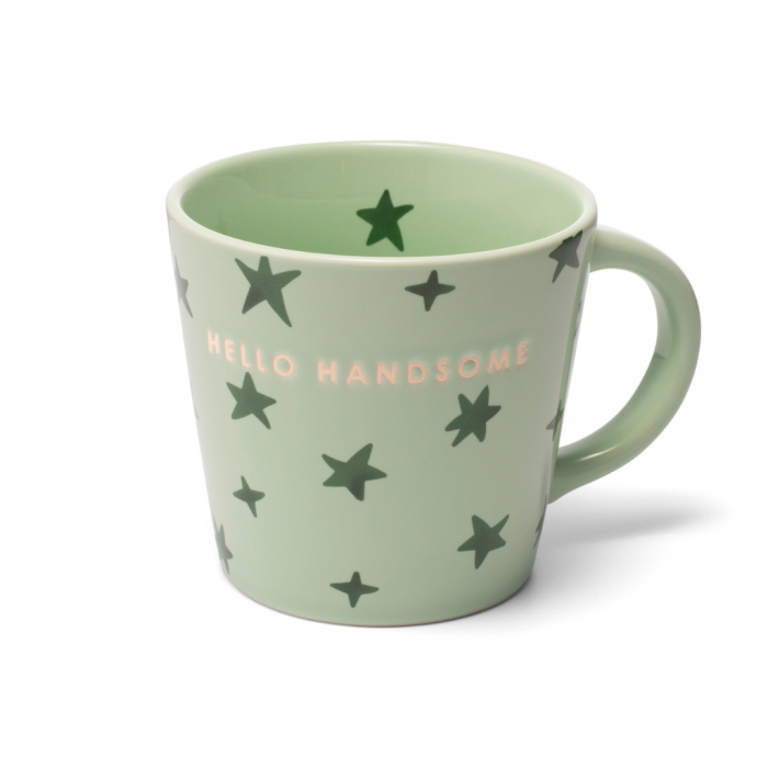 Vondels Ceramic Cappuccino Cup Stars Hello Handsome green 250ml main product photo
