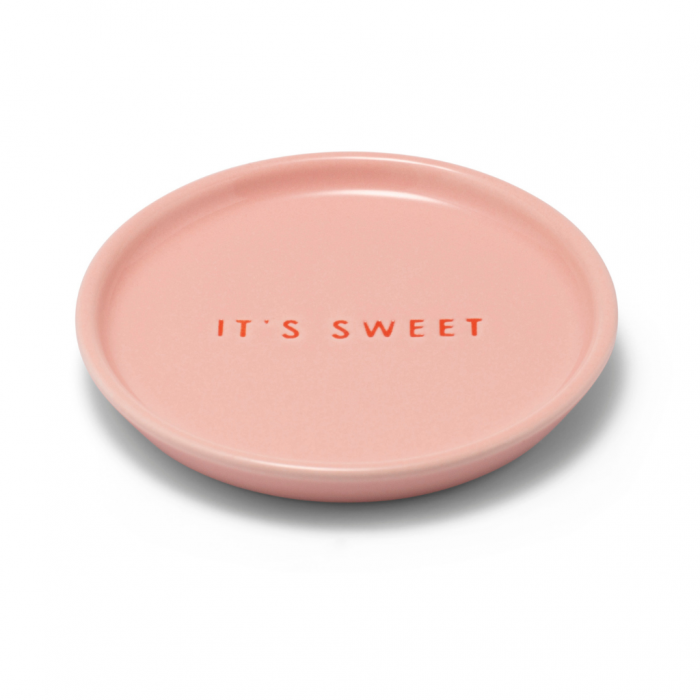 Vondels Ceramic Petit Four Plate It's Sweet pink Ø8.5cm main product photo