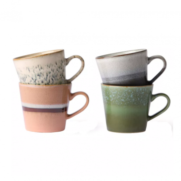 HKliving 70s Ceramics cappuccino mugs Virgo 4 stuks