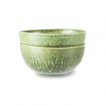 HKliving The Emeralds Ceramic Bowl Organic, Green 2 stuks