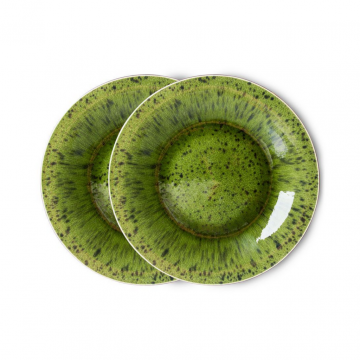 HKliving The Emeralds Ceramic Dinner Plate Spotted, Green 2 stuks