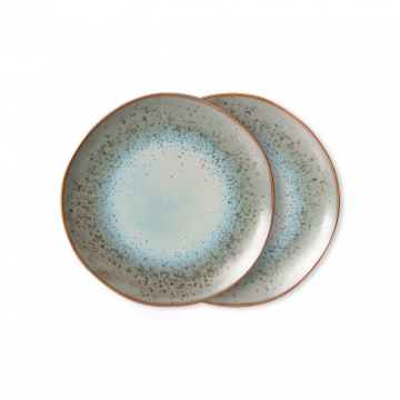 HKliving 70S Ceramics Dinner Plates, Mineral 2 stuks