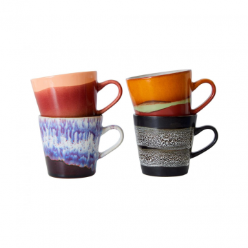 HKliving 70s Ceramics Americano mugs Friction 4 stuks