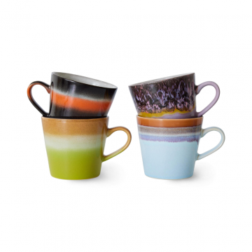 HKliving 70s Ceramics Cappuccino mugs Solid 4 stuks
