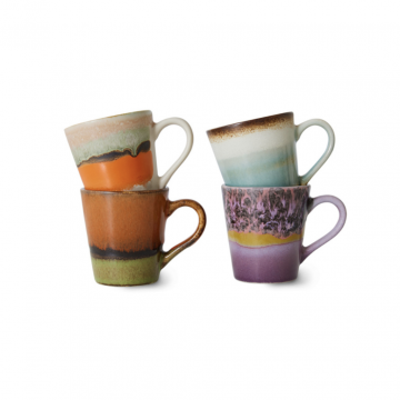 HKliving 70s Ceramics Espresso mugs Retro 4 stuks