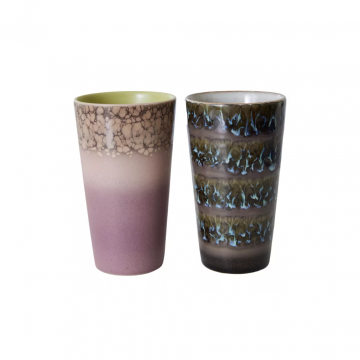 HKliving 70s Ceramics latte mugs Forest 2 stuks
