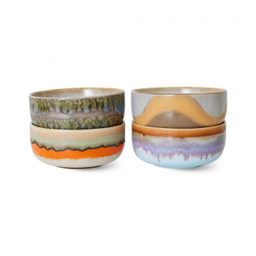 HKliving 70S Ceramics Dessert Bowls, Reef 4 stuks