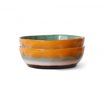 HKliving 70S Ceramics Pasta Bowls, Golden Hour 2 stuks