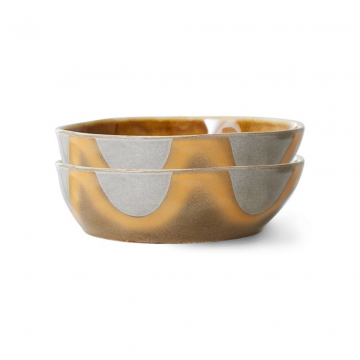 HKliving 70S Ceramics Pasta Bowls, Oasis 2 stuks