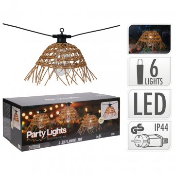 LED Partylights Rattan 6 lampjes