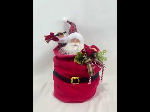 Kerstman in zak bewegende animatiepop 41 cm