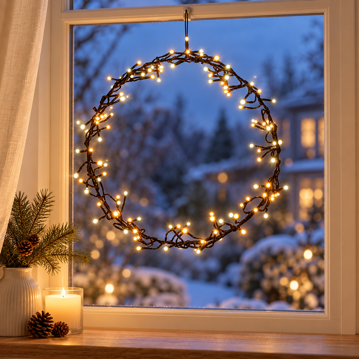 Anna's Collection Verlicht Kerstfiguur Krans Warm Wit/Klassiek Warm 120 Lampjes 36 cm