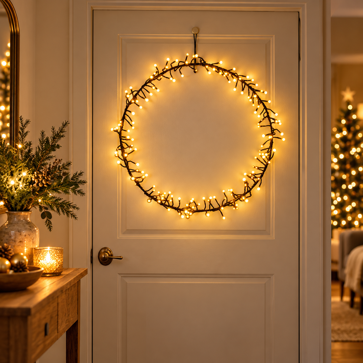 Anna's Collection Verlicht Kerstfiguur Krans Warm Wit/Klassiek Warm 156 Lampjes 50 cm