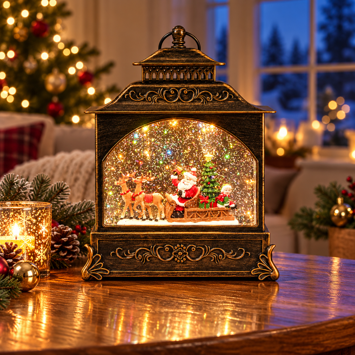 Anna's Collection Verlicht Kerstfiguur Lantaarn Kerstman Warm Wit 22 x 8 x 29 cm