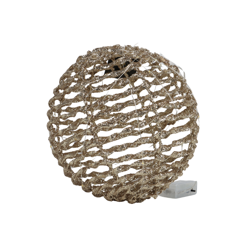 Lichtbol LED goud glitter 30 lampjes 20 cm