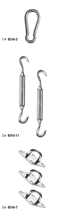 Platinum Sun&Shade bevestigingsset schaduwdoek driehoek