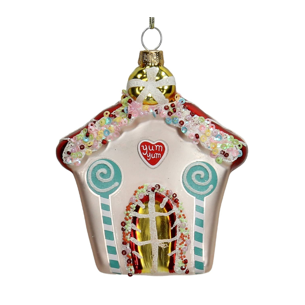 Kersthanger Snoephuisje Glas Mix 11.5 cm