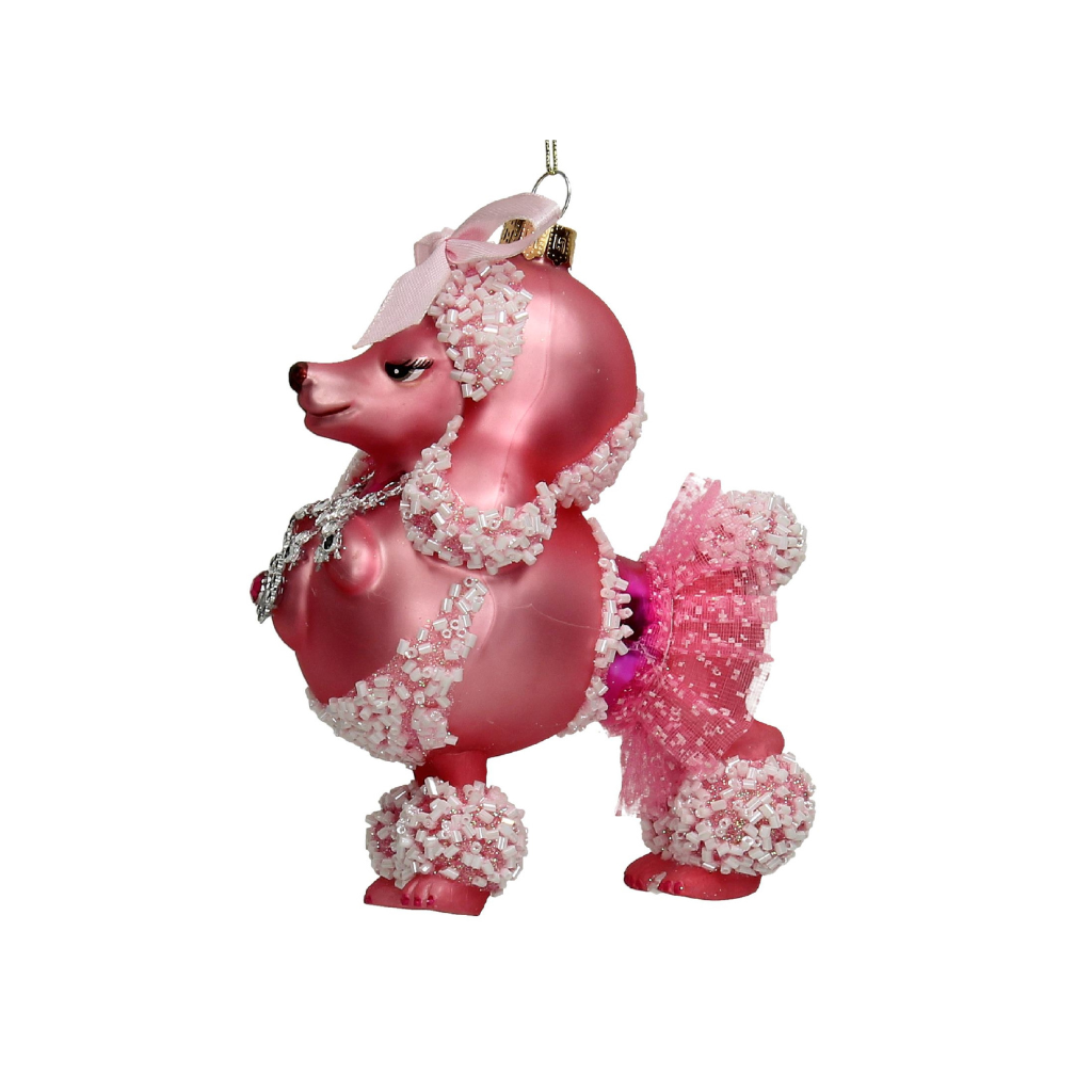 Kersthanger Poedel Roze 14 cm