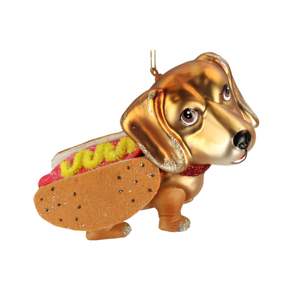 Kersthanger Hotdog Glas Bruin 14 cm