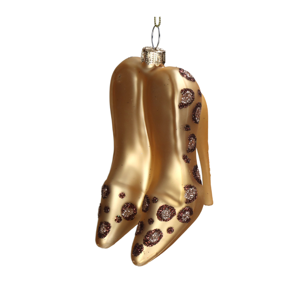 Kersthanger Hoge Hak Schoenen Glas Goud 7.8 cm