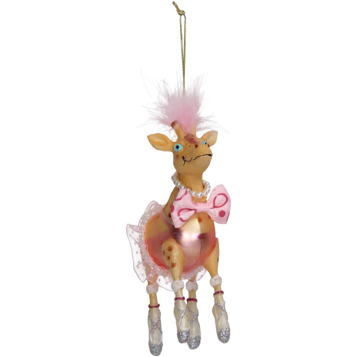 Kersthanger Giraffe Glas Roze 13.5 cm