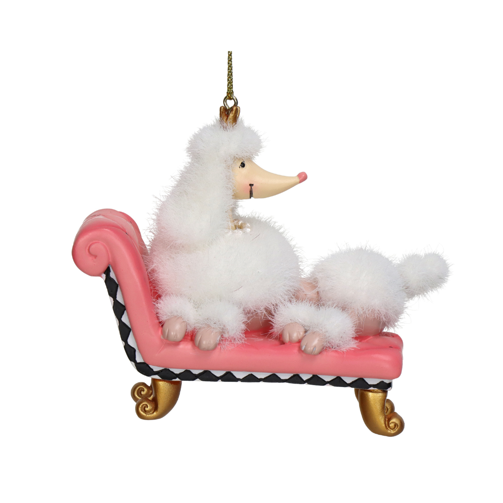 Kersthanger Poedelstoel Roze 10.1 cm